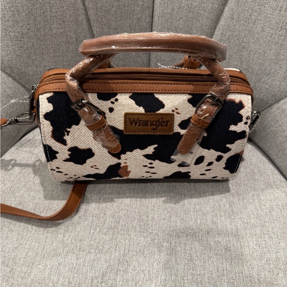 Wrangler Cow Print Crossbody Bag - Black and Brown - Picture 1 of 1